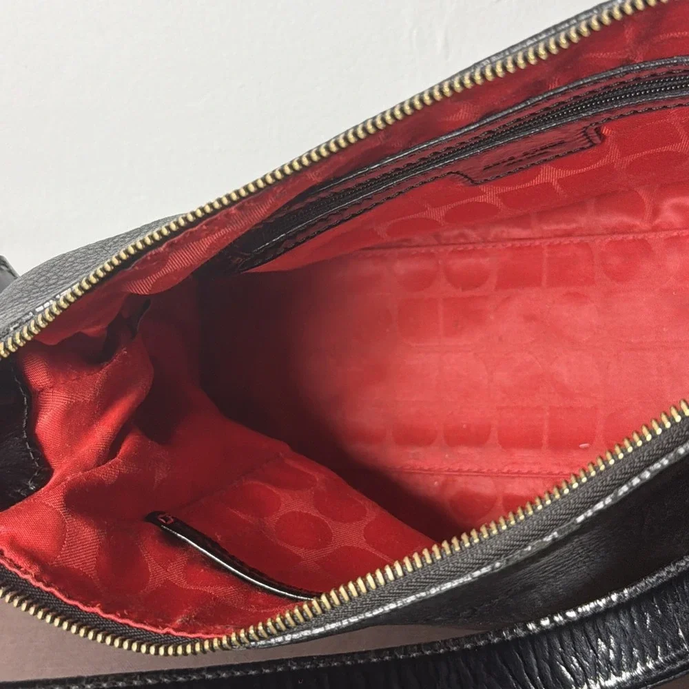 Vintage Kate Spade Shoulder Bag Black Genuine Leather Purse Patent Leather